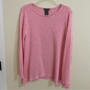 Chelsea & Theodore Long Sleeve Textured Pink & White Tunic Top Women’s Size L